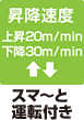 上昇20m/min 降30m/min